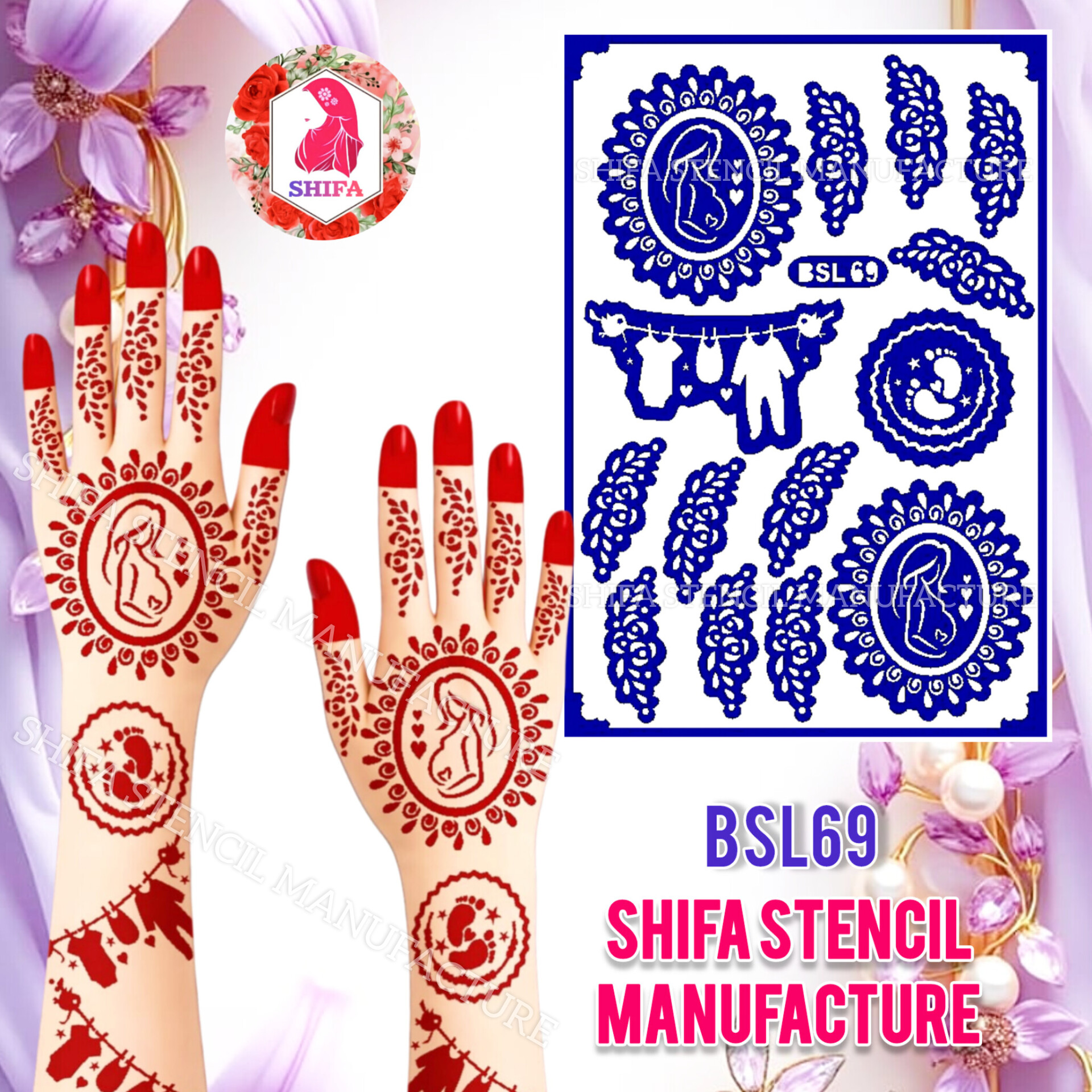 BSL 69 Mom Baby Bump Design - Sticker Overview  - Shifa Stencil Manufacturer